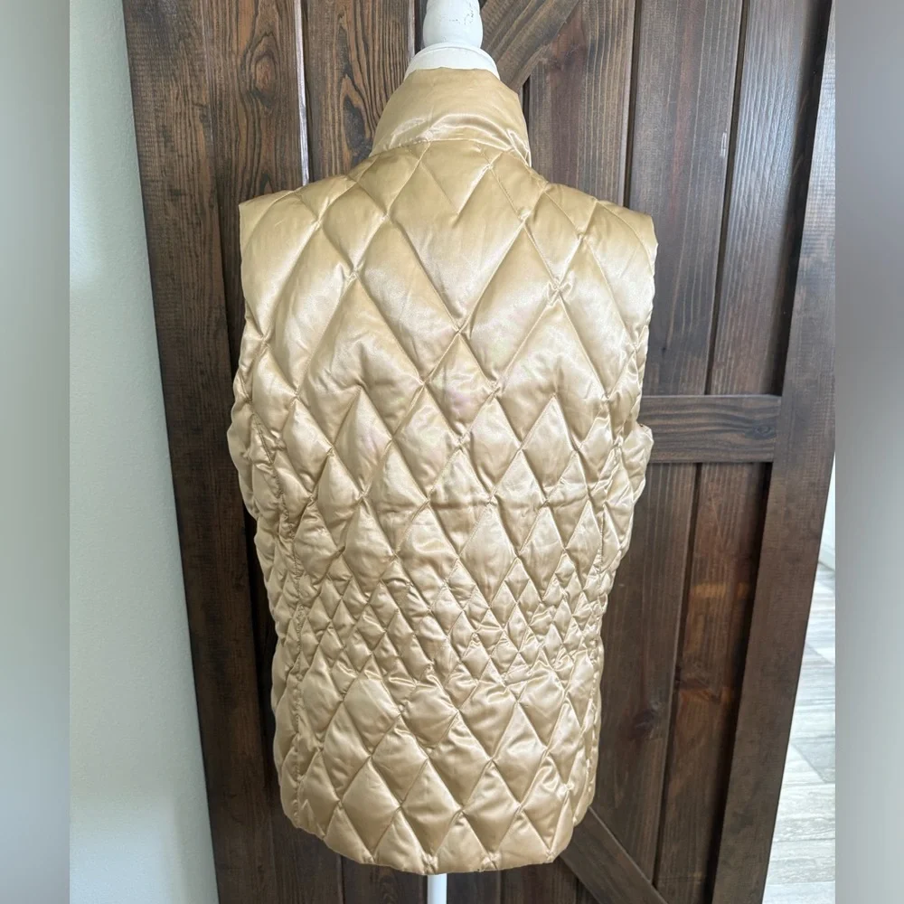 Lands' End Gold Quilted Goose Down Vest - Picture 4 of 10